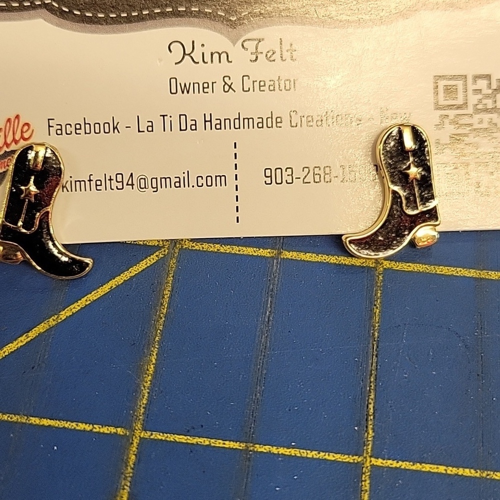 Western Cowboy Boots Enamel 0.5" Earrings